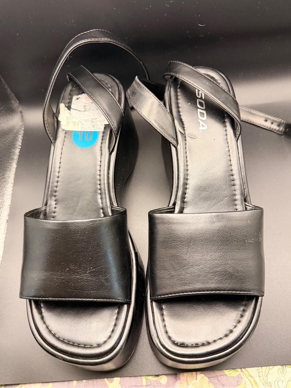 SODA Black Platform Sandals – Women’s Size 10
